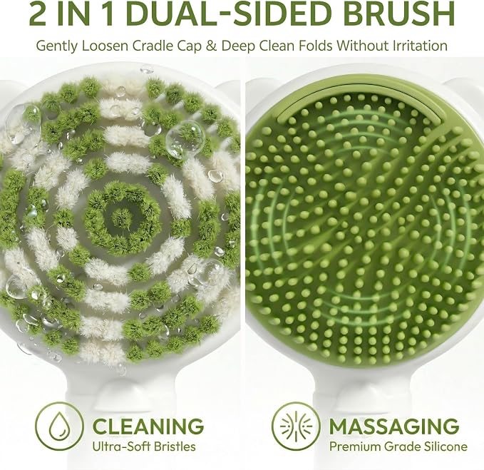 Dual-Sided Baby Brush and Comb Set, 2-in-1 Ultra Soft Bath Brush for Newborn, No-Shedding Bristles & Silicone Massage Brush, BPA Free, Gentle for Infant Toddler Sensitive Skin | Ultra Soft Bath Brush for Newborn, No-Shedding Bristles, Silicone Massage ...