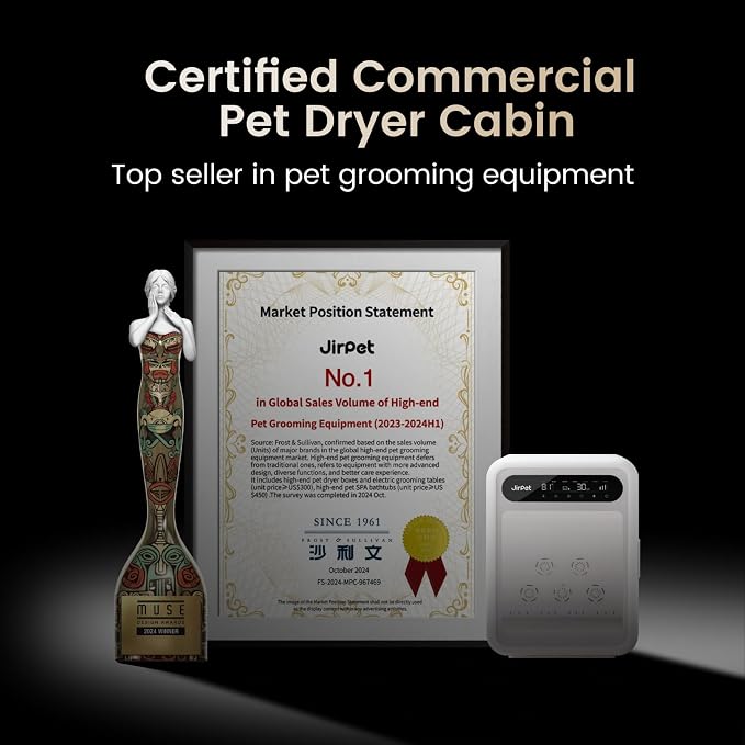 JirPet Pet Dryer Box, Professional Pet Drying with Smart Chip Safety, 75L Dryer Box with Quiet 40dB Drying, Auto Temp & Humidity Control, Strong Airflow for Long Hair Dogs & Cats