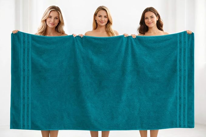 DAN RIVER 2 Pack Luxury Bath Sheets 35x70, 600 GSM, Soft & Quick Dry 100% Ring Spun Cotton Towels Ideal for Hotels, Spas, Gyms & Salons Extra Large, Teal