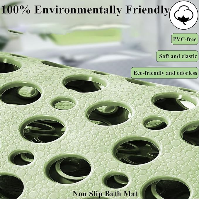 Casa and Beyond Shower Mat, Secure Shower Mat-Non-Slip, Washable Non-Slip Bathtub Mats, with Suction Cups and Drain Holes, Soft Textured Design, Easy to Clean for Bathroom (White, 27.6" x 27.6")