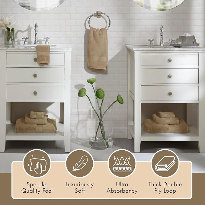 Madison Park 800GSM Bathroom Towel Set of 8 100% Cotton Bath Towel Set for Bathroom Luxurious Highly Absorbent 2 Bath Towels 2 Hand Towels 4 Washcloths Quick Dry Spa Quality Taupe