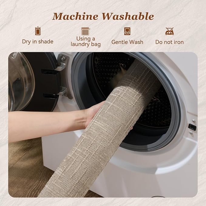 AMOAMI Bath Mat Non Slip Super Absorbent Quick Dry Bath Mats for Bathroom Floor Rubber Backing Washable Bathroom Rugs Modern Woven Jacquard Mat, Beside Tub Bath Rugs, 20" x 32", Brown