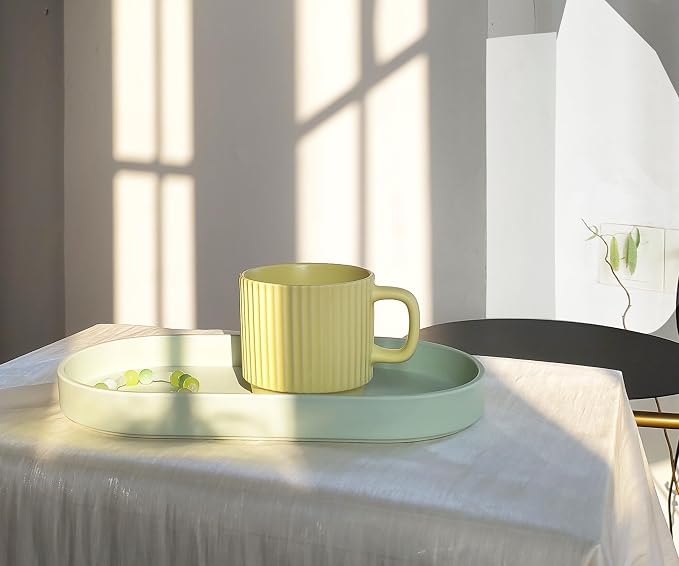 Green Small Tray (10 inch), Oval Tray, Countertop Organizer | Small Serving Tray for Kitchen Counter, Vanity Items, Coffee Accessory, Bar, Seasoning, Salt and Pepper, Soap, Perfume