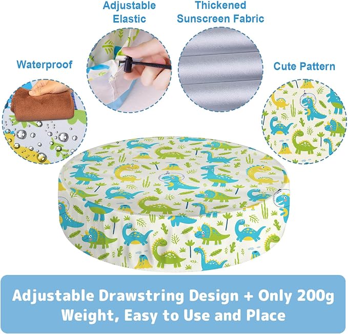 Foldable Dog Pool Cover – Waterproof Round Pet Dog Kiddie Bath Tub Lid Cover, Fit for 32/48/63 Inch Pools, Outdoor Portable Puppy Pool Accessories
