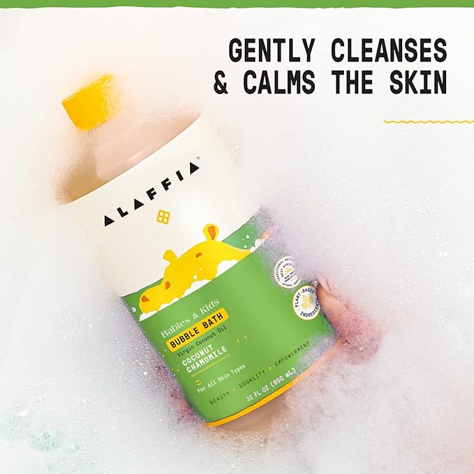 Alaffia Bubble Bath for Babies & Kids, Coconut Chamomile 2-Pack – Long-Lasting, Moisture-Rich Bubbles with Coconut Oil, 32 Fl Oz Ea