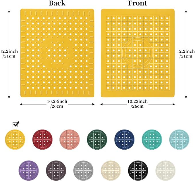 WILLKOMMEN Kitchen Sink Mat, 12" x 10" Rectangular Sink Protector Pad, Fast-Draining Grid Design Liner, Dish Drying Mat 2 Pack Yellow