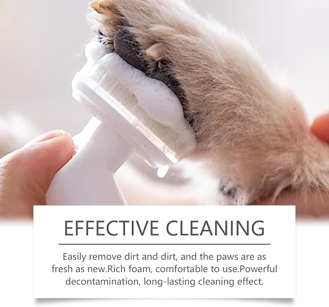 MCstars Clean Paws | No-Rinse Dog Paw Cleaner & Cat Foot Washer | pH Balanced Gentle Foaming Cleanser with Silicone Brush | Safe for Licking, Moisturizes & Soothes, 100ml (3.4 fl oz)