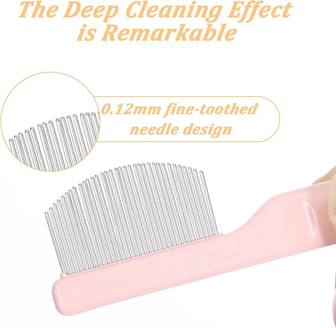 2Pcs Professional Eye Comb for Pets Stainless Steel Dog Eye Comb Gentle Facial Combs for Dogs & Cats Stress-Free Tear Stain Dirt and Debris Remover Comfortable Grip for Daily Pet Grooming