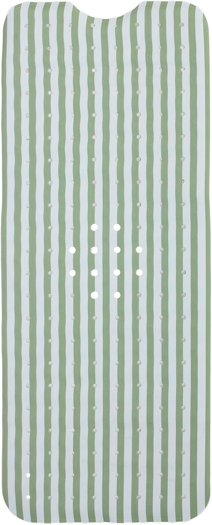 Stripes Green Bathtub Mat Non Slip 40x16 Inch Extra Long Bath Mat, Modern Art Shower Mat Non Slip, Bath Mat for Tub Anti Slip with Large Drain Holes Suction Cups Design Bathroom Mat