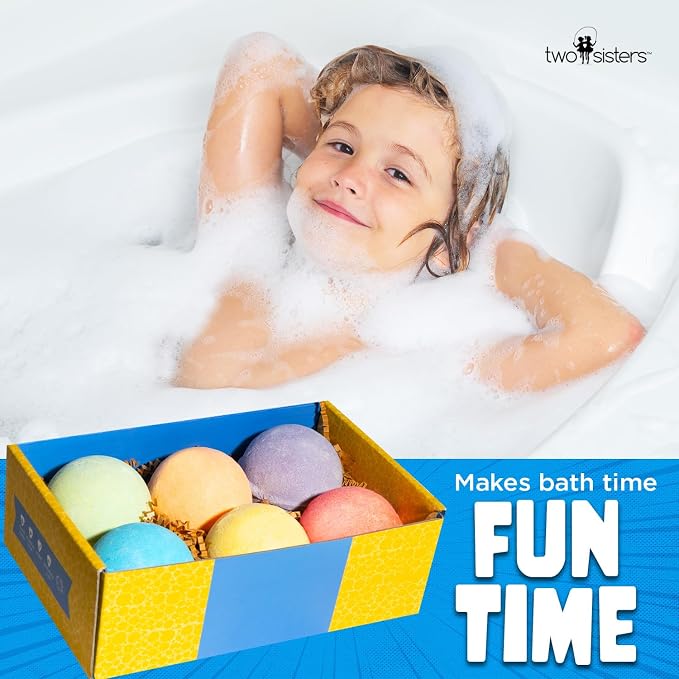 Poke Monster Bath Bombs for Kids with Surprise Inside (6 Pack) - Large Bubble Bath Bomb for Boys & Girls - Fruity Scent, Skin-Safe, USA Made, Kids Basket Stuffers and Gift by Two Sisters