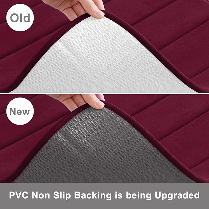 Buganda Memory Foam Bath Mat, 35" x 24", Ultra Soft Bathroom Rugs, Water Absorbent and Machine Washable Bath Rug Runner for Bathroom, Shower, and Tub, Burgundy