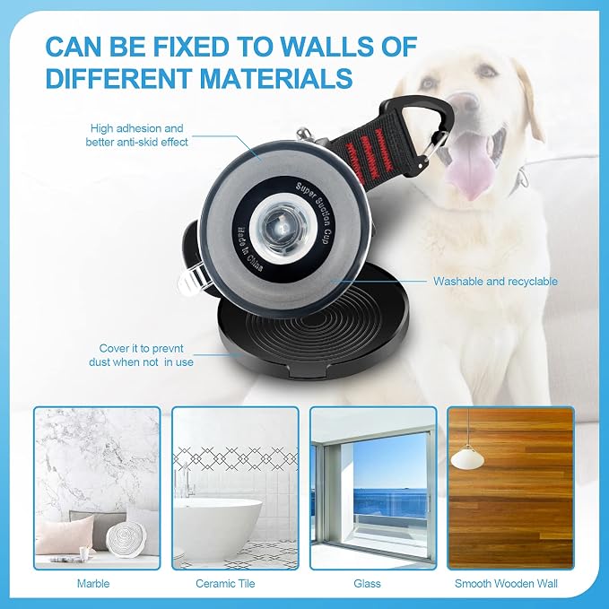 Dog Bathing Tether with Heavy Suction Cup, Dog Grooming Tub Restraint Soft Nylon Leash with Adjustable Collar for Pet Dog Cat Shower and Grooming Red
