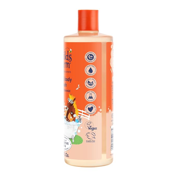 Childs Farm, Kids Hair & Body Wash for Dry, Sensitive Skin, Organic Sweet Orange, Gently Cleanses, Vegan, Cruelty-Free, 16.9 fl oz