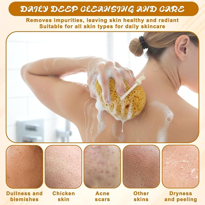 2 Pcs Bath Sponges for Shower, Body Scrubber Sponges, Large Foam Loofah Exfoliating Face Puff for Women Men, Bathroom Accessories