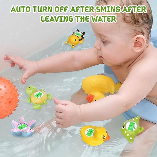 Baby Bath Thermometer for Infants & Todlers, Floating Duck Water Thermometer with Instant Temperature Reading,3-Color LED Safety Alert,Large LCD Display, BPA-Free Bathtub Toy Auto On/Off