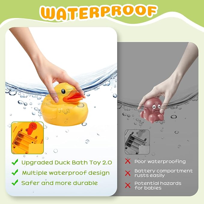 Baby Bath Toys Spraying Duck for Toddlers, Water Play Sprinkler for Babies | Cute Duck Design Bathtub Pool Water Toys with Fountain Spray, Fun Baby Bath Companion, Baby Boys Girls Birthday Gifts 12M+