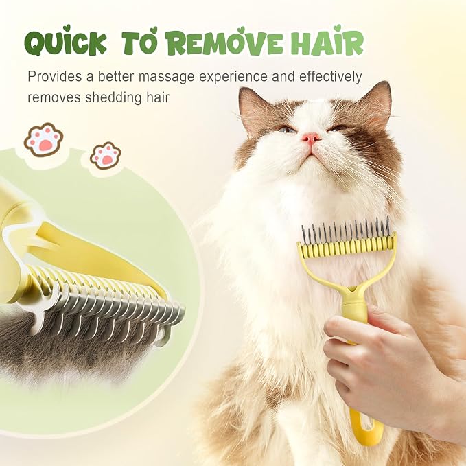 Double-Sided Pet Grooming Brush for Dogs and Cats, 2026 New Dog Deshedding Brush, Dematting Comb Removes Tangles Knots and Loose Fur, Ergonomic Pet Grooming Tool (Green*2)