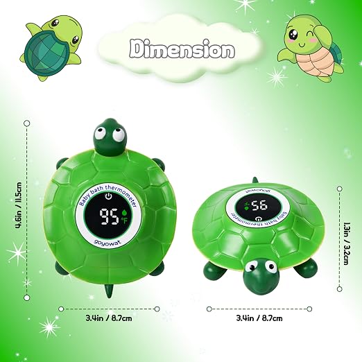 Baby Bathtub Thermometer with LED Display Screen+Floating Turtle toy-2-in-1 | Color Coded Alarm (Cold/Comfortable/hot) Bath Temperature Monitor, Adorable Floating Toys for Infants, Essential for Babies
