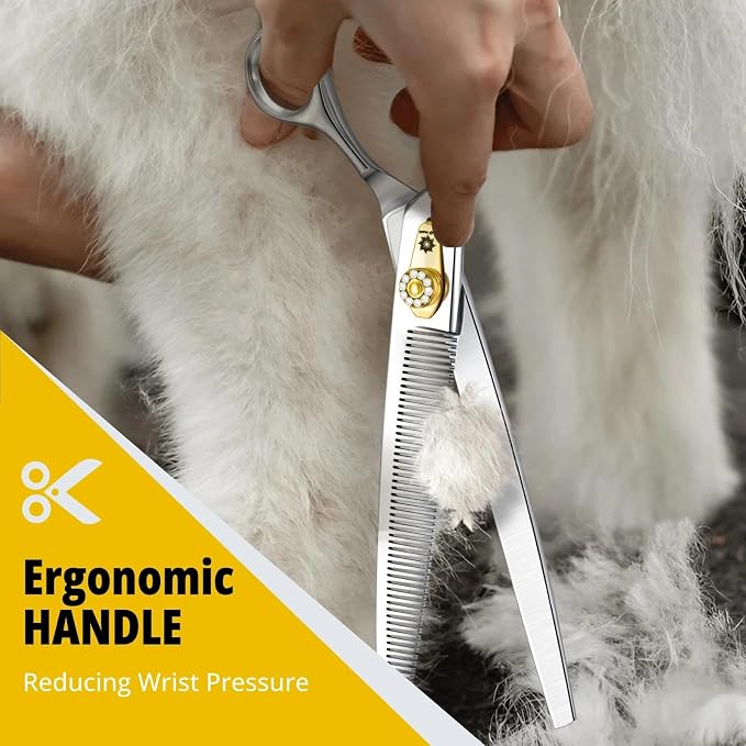 Dream Reach Thinning Dog Scissors - 8 Inch Professional Pet Grooming Shears with Adjustable Screw