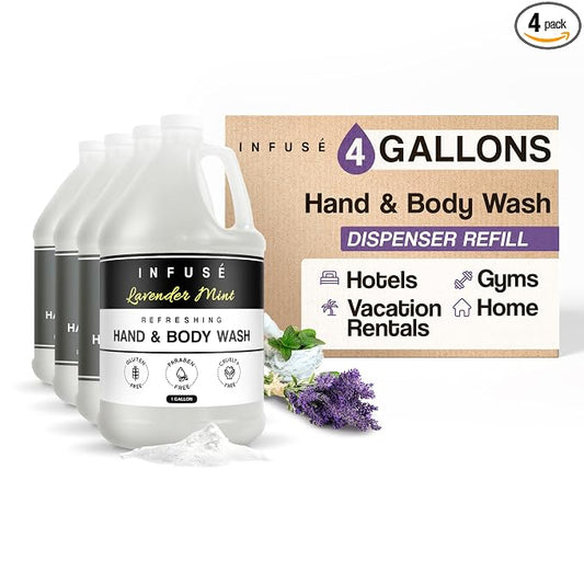 Infuse Hotel Hand & Body Wash | 1 Gallon | For Hospitality & Vacation Rentals to Refill Dispensers | (4 Gallons)