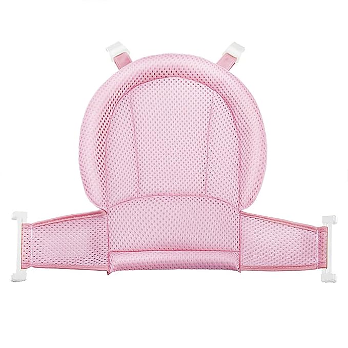 RUIXIA Universal Adjustable Baby Bath Tube Support Mesh Net Soft Breathable Infants Shower Pad Bathing Mat 4-Points Anti-Slip Bathtub Seat with Sponge Cushion Age 0-36 Months, TPink, One Size