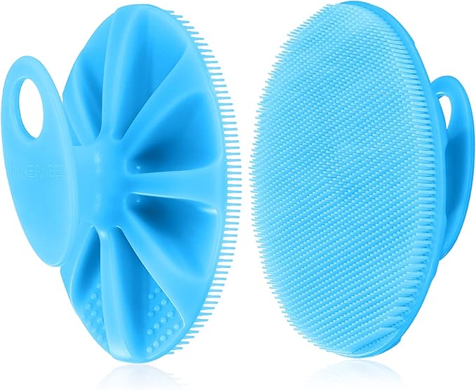 INNERNEED Silicone Body Cleansing Brush Exfoliating Scrubber, Blue | Gentle Massage, Deep Clean, Hygienic Shower Scrub Brush Soft Bristles for All Skin Types, Easy to Hold