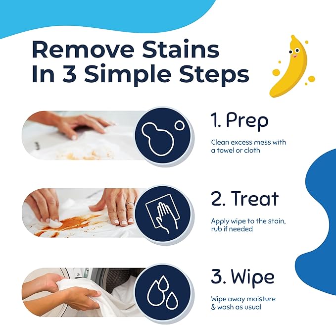 Miss Mouth's Messy Eater Stain Treater Wipes - 10 Pack Stain Remover Wipes- Newborn & Baby Essentials - No Dry Cleaning Food, Grease, Coffee Off Laundry, Fabric