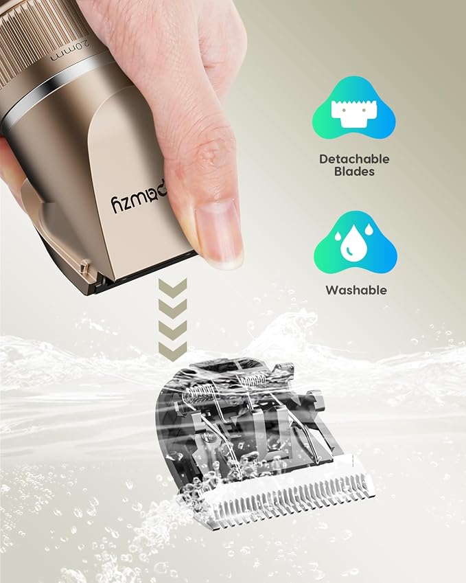 Dog Clippers Low Noise, 2-Speed Quiet Dog Clippers for Grooming Kit Cordless Rechargeable Hair Clippers Shaver Trimmer for Small & Large Dogs,Cats and Animals (Gold)