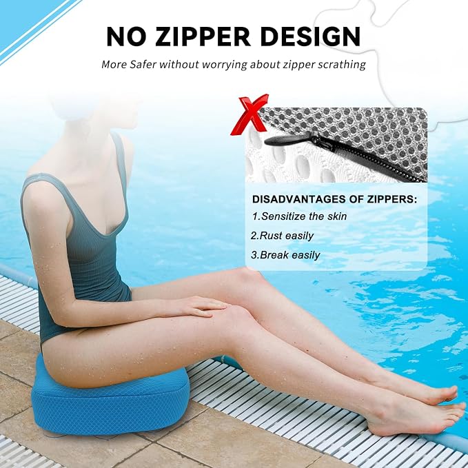 Hot Tub Booster Seat for Adults, 4D Air Mesh Hot Tub Cushion with 6 Strong Non-Slip Suction Cups, Ergonomic Hot Tub Seats, Quick Dry Hot Tub Accessories for Adults Indoor Outdoor, No Zipper Design