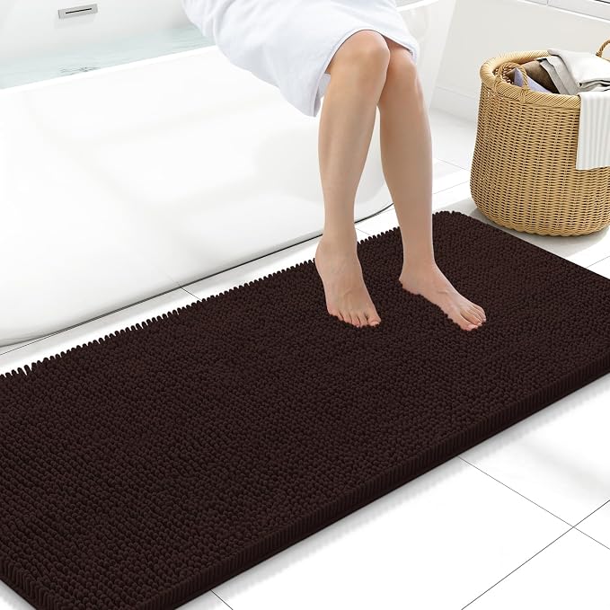 Arotive Bathroom Rugs 59x20, Extra Soft Absorbent Shaggy Chenille Bath Rugs, Machine Washable Rubber Backing Bath Mats for Bathroom Floor Tub and Shower, Home Decor Accessories,Brown