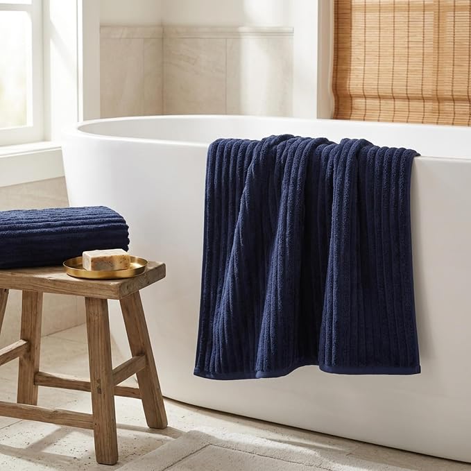 3 Piece Bath Towel Set, 40"x80" Bath Sheets,Navy Blue | 1Bath towels 1Hand towels 1Washcloths，Microfibers，Extra-large size，Big and Tall users，Quick dry，Highly Absorbent