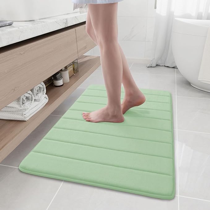 Buganda Memory Foam Bath Mat, 35" x 24", Ultra Soft Bathroom Rugs, Water Absorbent and Machine Washable Bath Rug Runner for Bathroom, Shower, and Tub, Sage Green