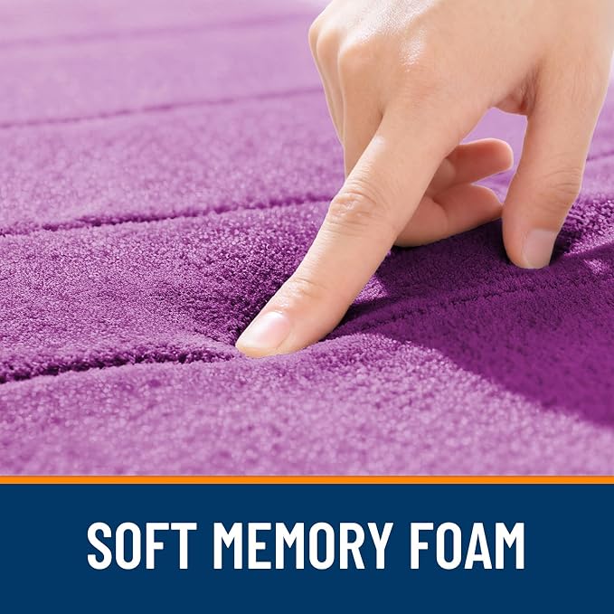 OLANLY Memory Foam Bath Mat 30x20, Super Soft Absorbent Bathroom Rugs, Quick Dry, Machine Washable Shower Floor Rugs, Bathmat Carpet, Bathroom Home Decor Accessories, Purple