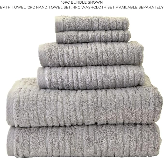 SKL Home CloudSoft Cotton Luxury Hand Towel 2pc Set for Bath/Kitchen/Bar & Gift, Gray
