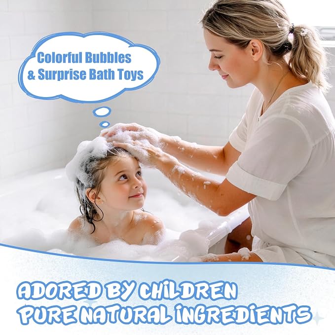 2PCS Bath Bombs with Toys Inside for Kids Toddler 1-3 Fizz Bathbombs Surprise Natural Organic Bubble Balls Boys and Girls Gifts Bulk Beads Foam Bubbly Ocean Burbujas para Bañera Niños