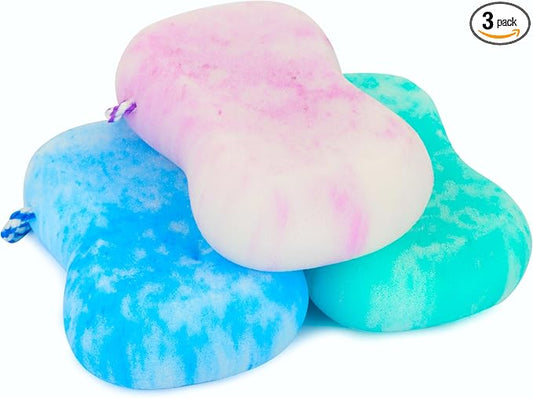 3 Pcs Bath Sponge for Women/Men, Exfoliating Body Sponges Bath Sponges, 3 Colors Pouf Foam Loofahs Sponge to Spa Reusable
