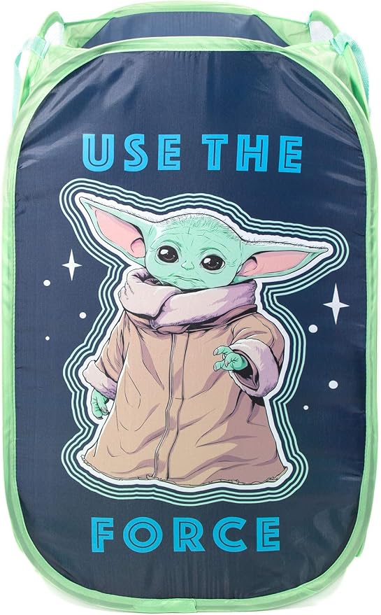 Jay Franco Star Wars The Mandalorian The Child Pop Up Hamper - Mesh Laundry Basket/Bag with Durable Handles - Features Baby Yoda Grogu (Official Star Wars Product)