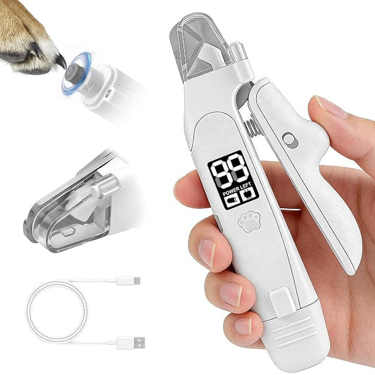 Dog Nail Clippers and Grinder with LED Light, 2-in-1 Professional Electric Pet Nail Trimmer, Quiet & Rechargeable Paws Grooming Tool for Small, Medium, Large Dogs & Cats