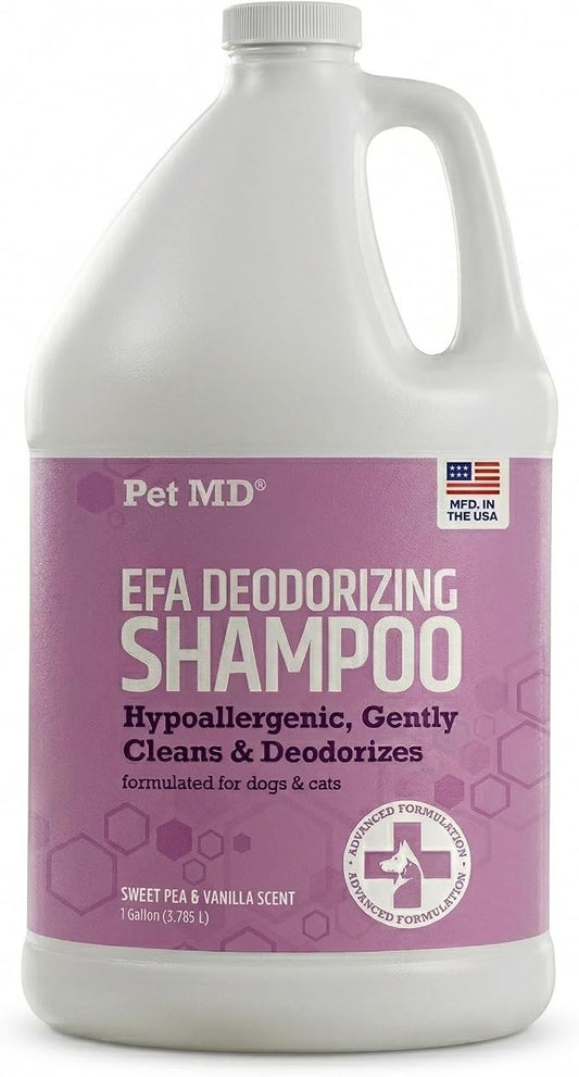 Pet MD EFA Deodorizing Shampoo for Dogs & Cats - Hypoallergenic Dog Shampoo for Sensitive Skin, Dry Skin, Itching, and Flaking - Professional Dog Shampoo Gallon