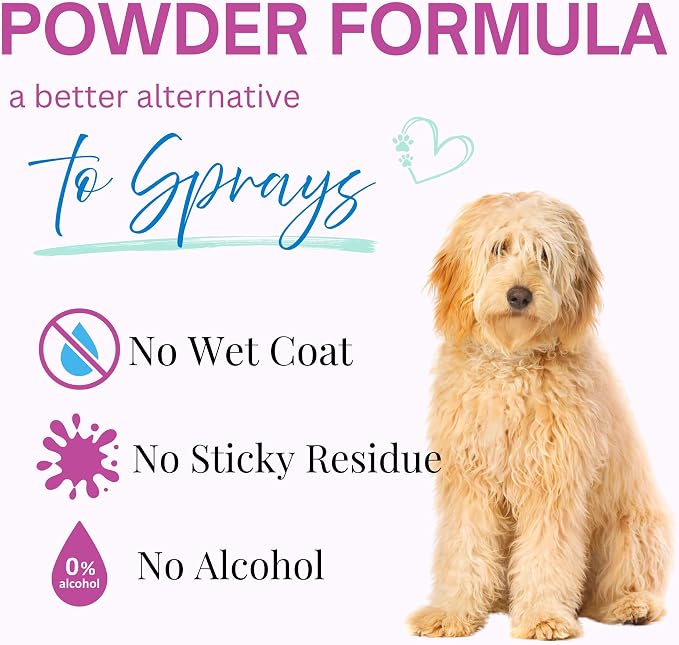 Dry Shampoo Powder & Coat Deodorizer for Dogs (Lavender) | Waterless No-Rinse Squeeze Bottle Formula | Calming Scent | Talc and Alcohol Free | Safe for Sensitive Skin | Made in USA