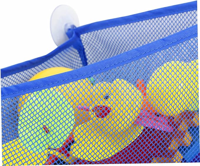 Bath Toy Organizer with Strong Suction Cups Bathtub Toys Holder Storage Net Corner Shower Caddy Bag for Baby Boys and Girls White 1PC.