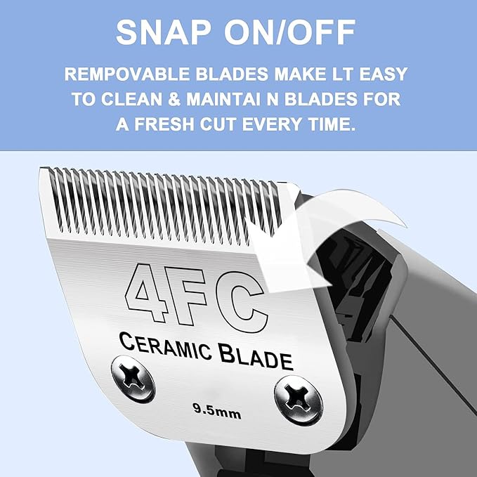 5PACK Dog Grooming Clipper Replacement Blades Compatible with Andis Clipper | For Oster A5/Wahl KM Series Dog Clipper with Ceramic Blade & Stainless Steel Blade (#10+5FC+7FC+3FC+4FC)