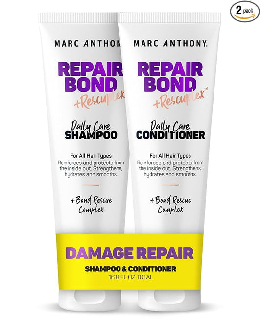 Marc Anthony Repairing Shampoo & Conditioner Set - Rescuplex Bond Repair, Strengthens Hair, Eliminates Frizz & Flyaways, Revives Dry & Damaged Hair