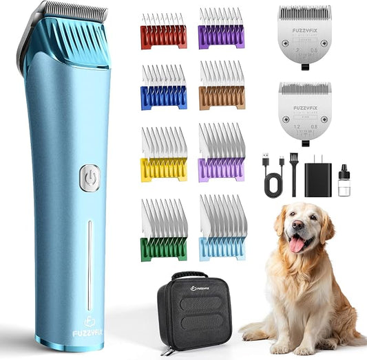 Professional Dog Grooming Clipper with Replacement Blade, 5-in-1 Adjustable Blade Cordless Pet Grooming Kit 2 Speed Trimmer Hair Shaver with Detachable Metal Combs Nova for Animal Horse