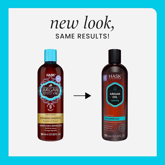 HASK Argan Oil Repairing Shampoo + Conditioner Set | Color Safe, Sulfate-Free, Paraben-Free, Gluten-Free, Cruelty-Free, For All Hair Types | 12oz each