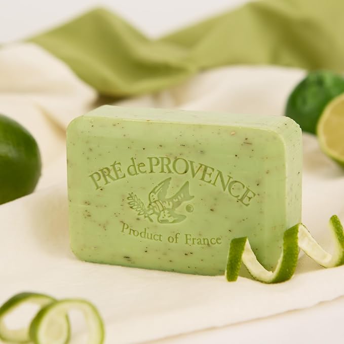 Pre de Provence Artisanal Soap Bar, Enriched with Organic Shea Butter, Natural French Skincare, Quad Milled for Rich Smooth Lather, 8.8 Ounce, Lime Zest