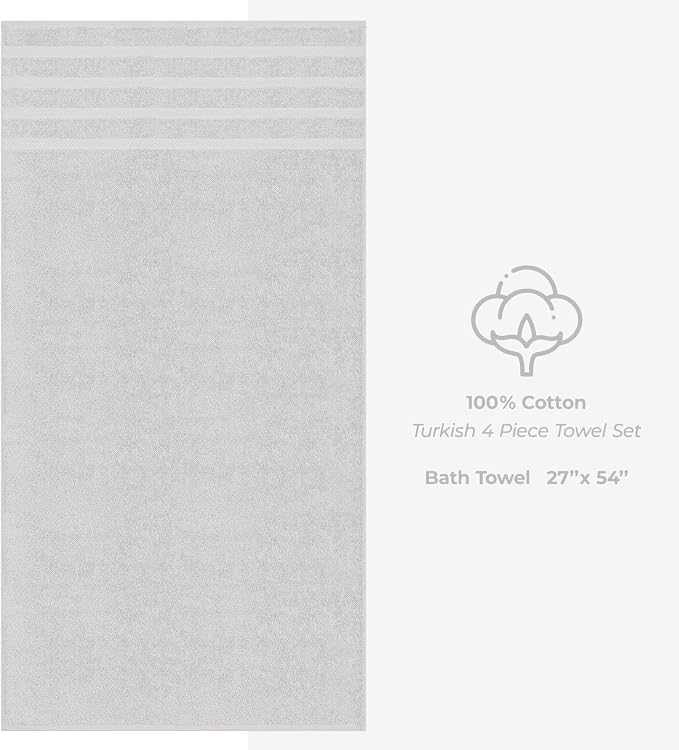 American Soft Linen 100% Cotton Luxury Turkish Towels, 4 PC Bath Towel Set | Soft Absorbent Quick Dry OEKO Tex Standard 100 Certificated Durable Machine Washable Breathable Premium Hotel Quality