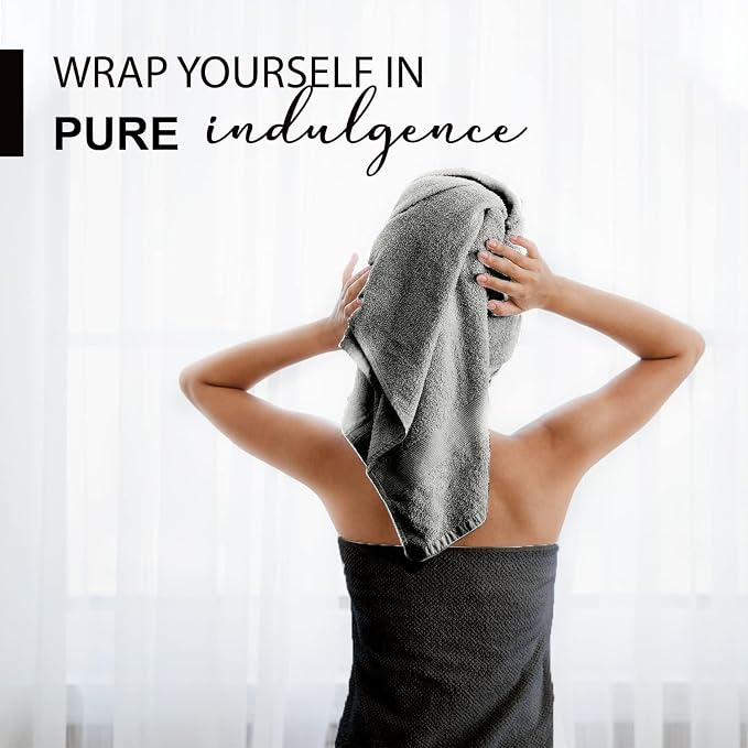KAHAF COLLECTION 100% Cotton Bath Towels, 24x48 Pack of 6 Towels, Quick Dry, Highly Absorbent, Soft Feel Towel, Gym, Spa, Bathroom, Shower, Pool, Luxury Soft Towels (Light Grey, 24x48-6 Pack)