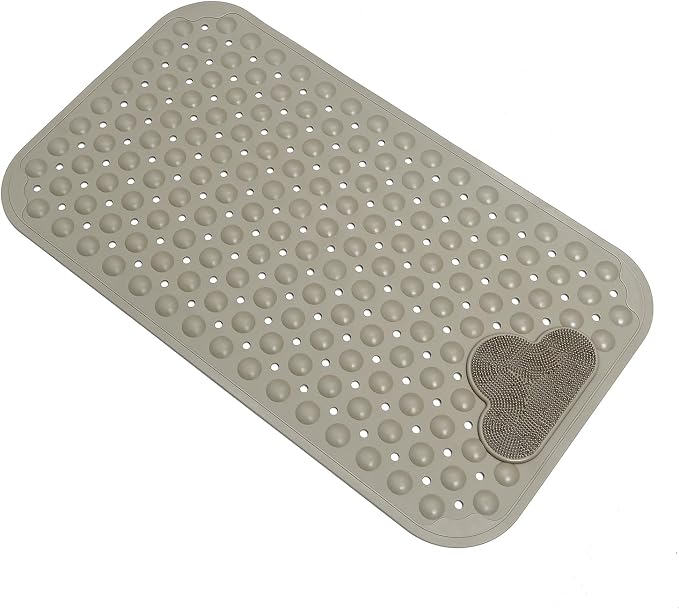Bath Tub Mat Shower Mat Non Slip Bathtub Mats with Suction Cups Bath Mat for Tub Bathroom Mats 28" X 16" Machine Washable (Light Brown)