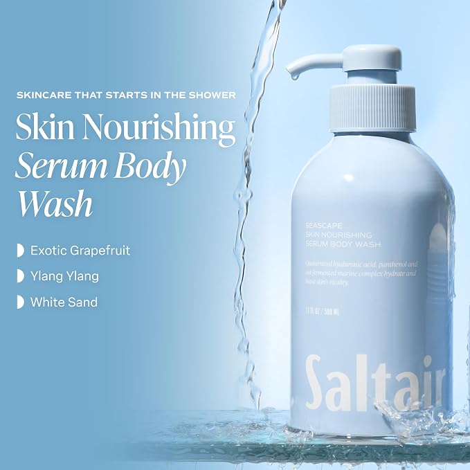 Saltair Body Wash 2-Pack – Moisturizing Body Wash with Hyaluronic Acid & Vitamin B5 – Scented Shower Gel for Women and Men – Seascape Scent, 2x 17oz – Vegan, Cruelty-Free, Paraben-Free